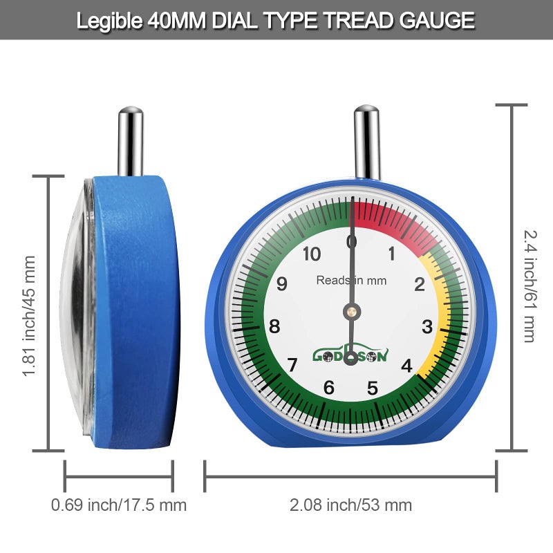 GODESON 88703 Dial Tire Tread Depth Gauge in MM,Professional for Motorcycle, Car,Truck and Bus - Image 3